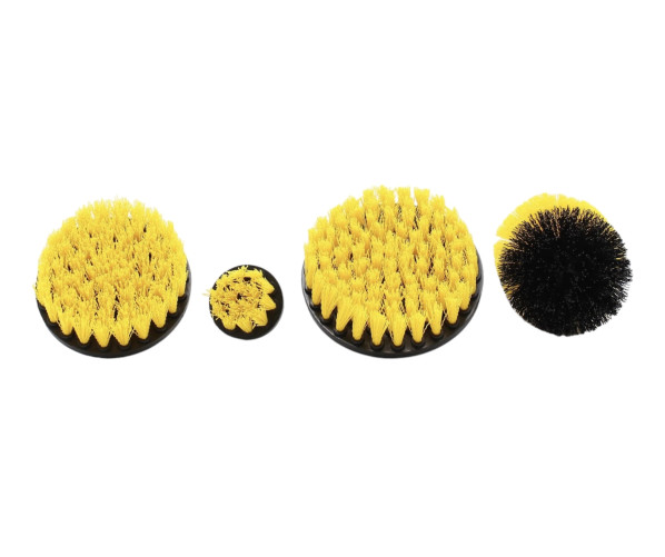 Набор с 4 шт жестких щеток-насадок на дрель Set of 4 brushes (yellow hard fibers) for drill